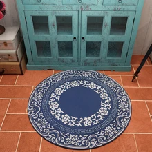 EHOMEBUY ковер Синий Круг Цветочный узор Круглый ковры противоскользящие домашний Декор 3D печать пол коврик для ног