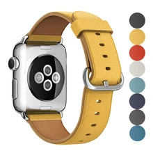 Кожаный ремешок для apple watch 38 мм 42 мм iwatch 4 ремешок 44 мм 40 мм Lychee классический браслет ремешок для apple watch 4 3 2 1