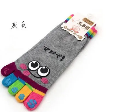 ankle socks women 1pair/lot Cute Cartoon Smile Print Toe Socks Five toe cartoon cotton Socks female cotton funny socks sockwell compression socks