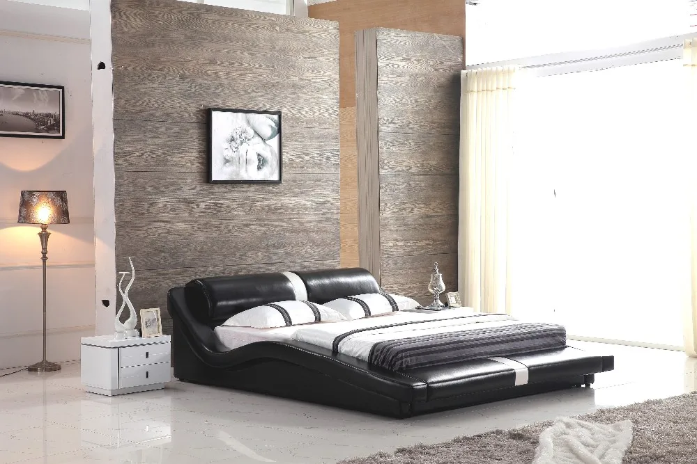 Китайский кожаная мебель спальни-кровать кадр с ящиками 0414-B812