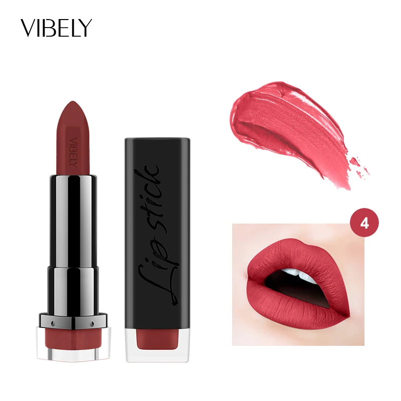 04 VIBELYNew Lipsticks For Women Sexy Brand Lips Color Cosmetics Waterproof Long Lasting Miss Rose Nude Lipstick Matte Makeup - Цвет: 04
