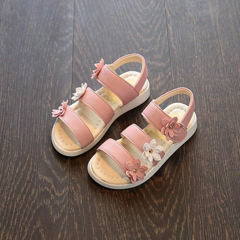 Новинка года, летние однотонные пляжные сандалии принцессы для девочек с тремя цветами в римском стиле, дышащие сандалии,#1