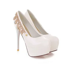 ARMOIRE Sexy Black White Green Super High Heels Women Glamour Glossy Platform Pumps Ladies AM-1 Plus Big Size 32 43 10