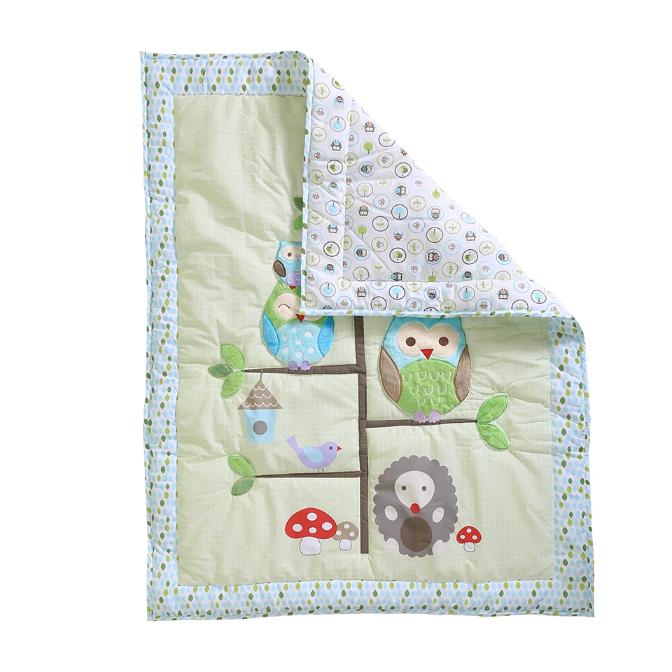 Заказное детское стеганое одеяло с вышивкой, теплое мягкое украшение, Веселый обучающий матрас,, унисекс, для новорожденных, светло-голубой цвет