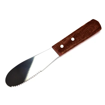 

Stainless Steel Spreader Cutlery Butter Knife Spatula Scraper Breakfast Tool Wood Handle