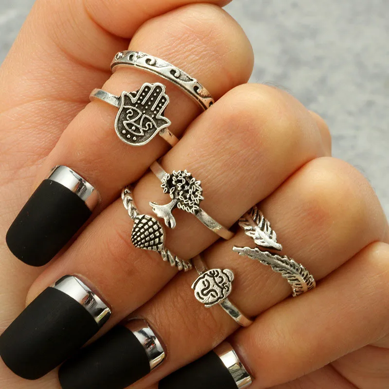 Модное дерево листья пальмы Bijuterii 6 pic/sit крошечные кольца bague много sortijas