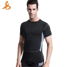 Футболка для фитнеса горячие Логотип man футболка быстросохнущая Tight Фитнес Топ Спортивная Gym короткие рубашки управлением Для мужчин футбольные майки Спортивный костюм майка для фитнеса