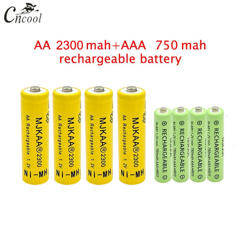 20 pcs AA 2300 mAh Ni MH Перезаряжаемые батареи + шт ААА 750 батареи|Перезаряжаемые батареи| |