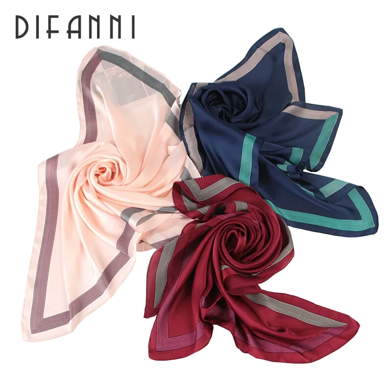 

[difanni]Silk Women Scarf 2017 Spring Fashion Silk Scarves Ladies Handkerchief 70x70cm Square Scarf