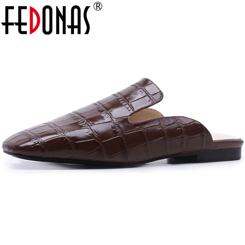 

FEDONAS Quality Genuine Leather Pumps For Women Solid Color Low Heels Comfortable Concise Shoes Spring Summer Basic Shoes Woman