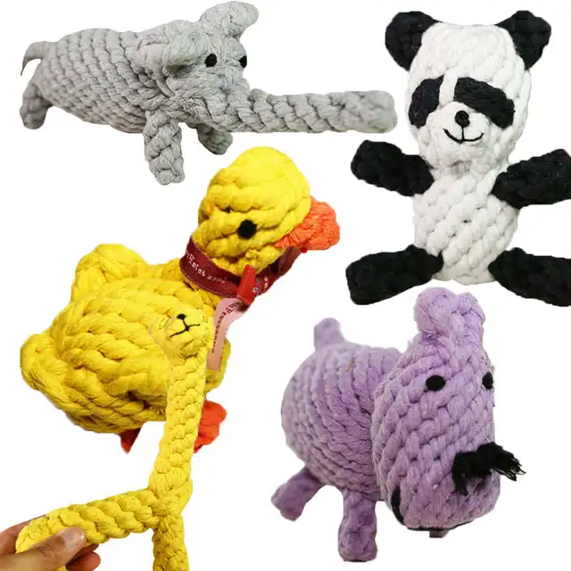 2017 New Lovely Animal Shape Knitting Dog Toys 5pcs/lot Pet Cotton Toys
