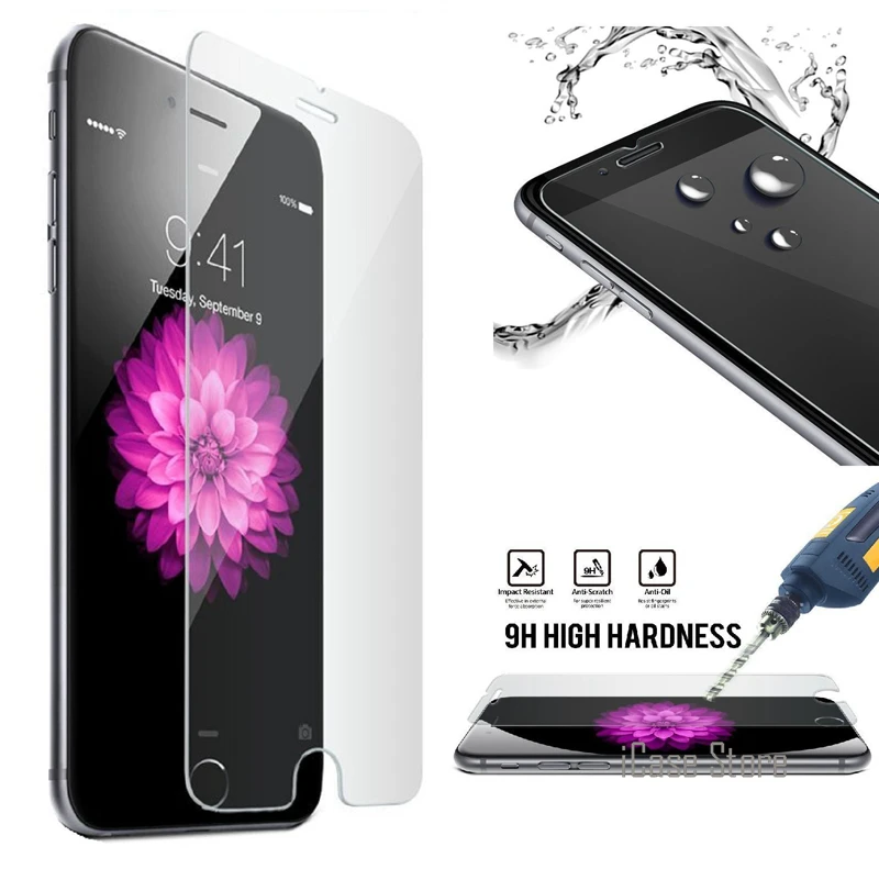 9H Tempered Glass Screen Protector Film For iPhone 4 4S 5 SE 5S 5C 6 6S Plus 6Plus 6SPlus 7 7Plus Case | Мобильные телефоны и