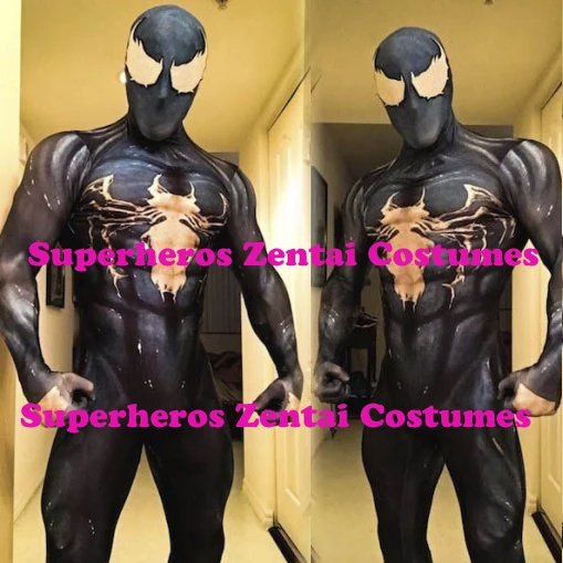 

Venom Spiderman Costumes Custom 3D Printed Symbiote Spider-Man Lycra Cosplay Costume Zentai Spidey Suit for Adults/Kids/Children