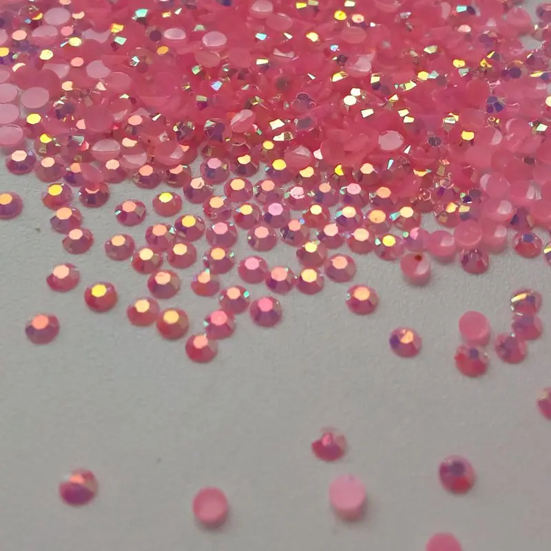 

1000Pcs Small Jelly Light Pink AB Nail Rhinestone Flatback Acrylic Glitter Round Beads Strass Nail Art Decoration 2mm G06