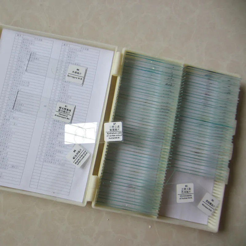 

Free Shipping 91pcs Professional Glass Biological Microscope Prepared Specimen Student Lab Educational Bio-Microscope Slides