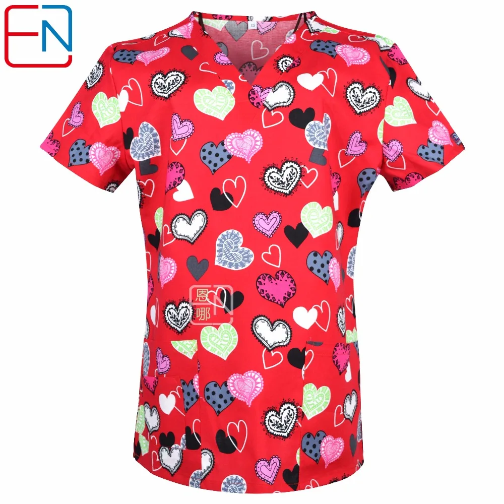 NEW 0104 15 designs in Hennar women medical scrub top with V neck 100