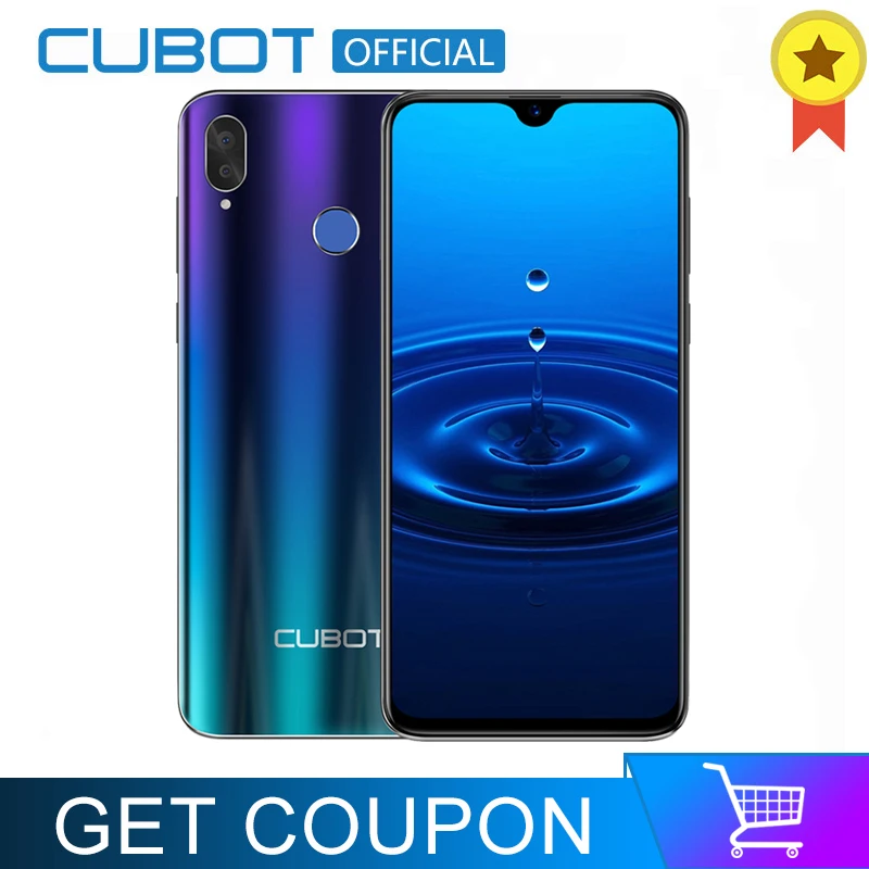 

Cubot R15 Android 9.0 19:9 2GB 16GB MT6580P Quad Core Fingerprint Smartphone 6.26'' Water-Drop Screen Dual Back Cameras Celular