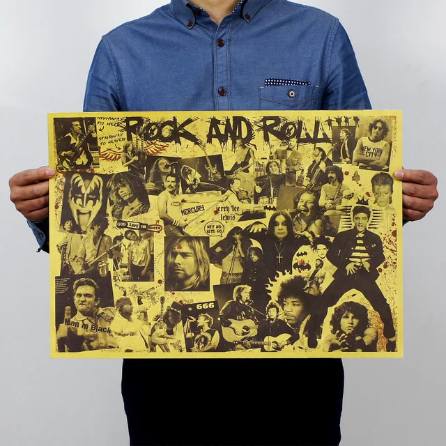 Tree Wall Sticker Vintage Paper Retro Poster Rock And Roll Music