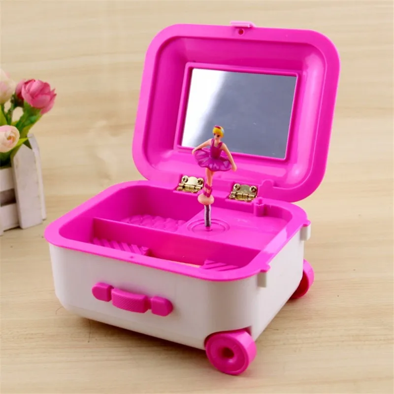 

Cartoon Ballerina Music Box Mechanical Trunk Box Musical Box Girls Carousel Hand Crank Plastic Music Box