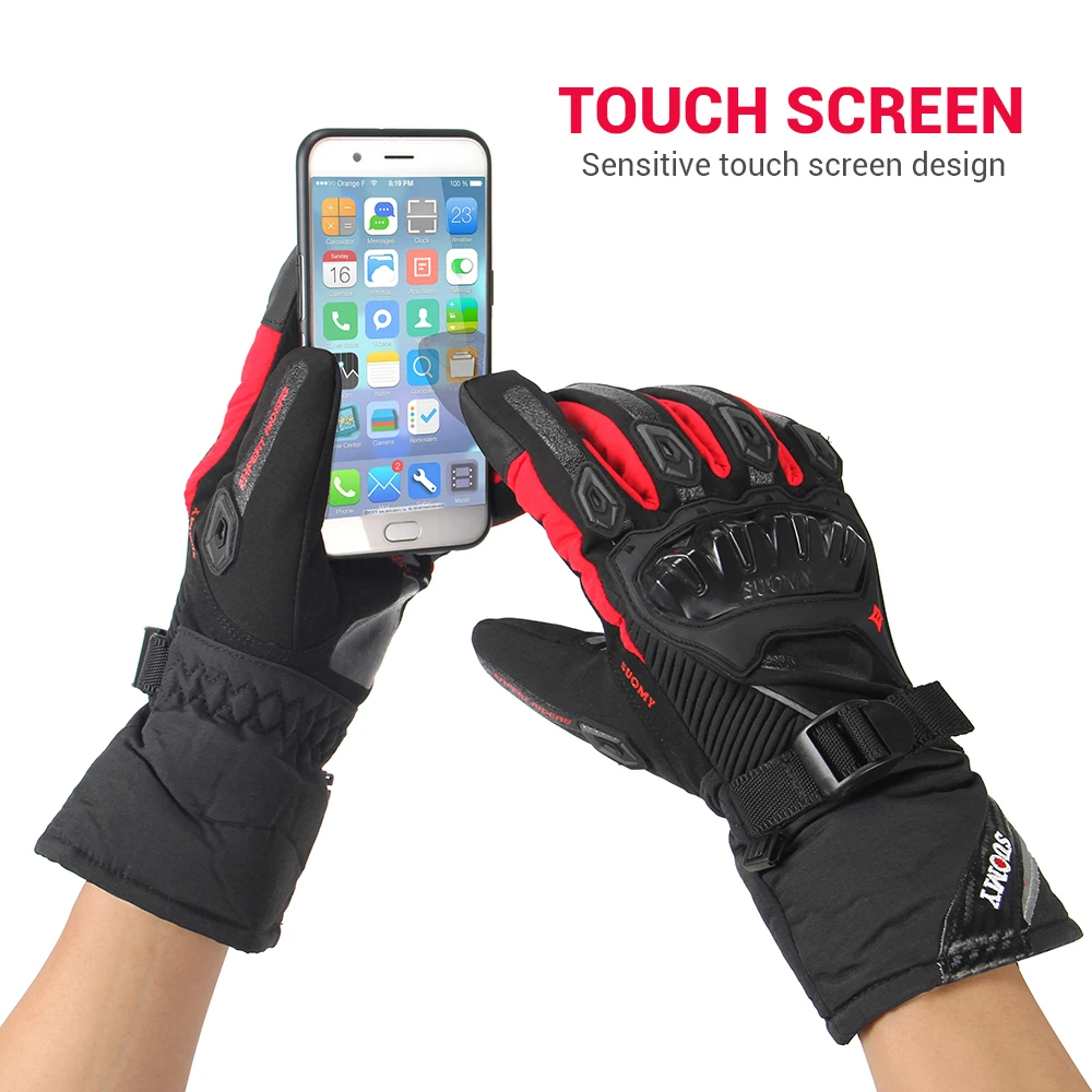 Guantes de Moto SUOMY para hombre 100% a prueba de agua a prueba de viento Guantes de invierno Guantes de Moto con pantalla táctil para motocicleta