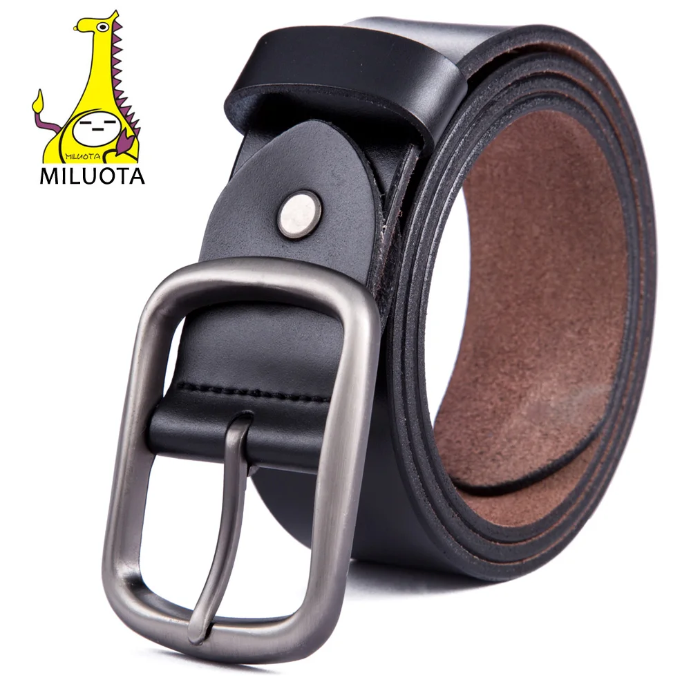 

[MILUOTA] Men Belt Genuine Leather Belts for Men Brand Strap Male Pin Buckle Fashion Vintage Cowboy Jeans Cintos CZ101