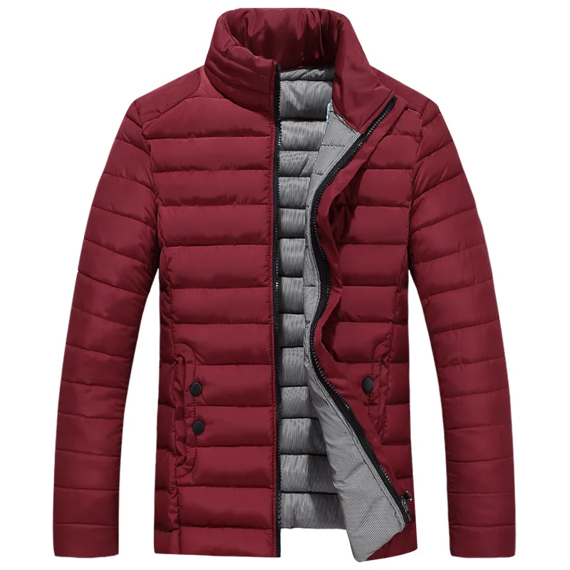 Модная куртка осень-зима Для мужчин Повседневное Узкие однотонные теплые Для мужчин зимнее пальто