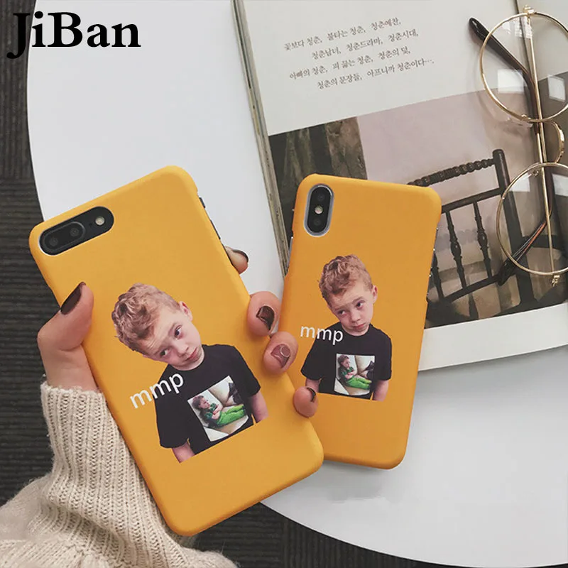 

JiBan For iphone X Case Fashion Funny Cartoon Character Expression Phone Case For iphone 6S 6 7 8 Plus Cover Hard PC Cover Cases