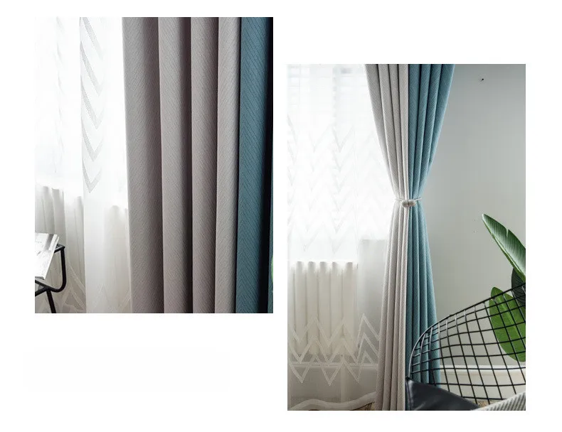 Современные затемненные занавески на окно, серые и синие Прошитые занавески для гостиной, кухни, спальни, занавески