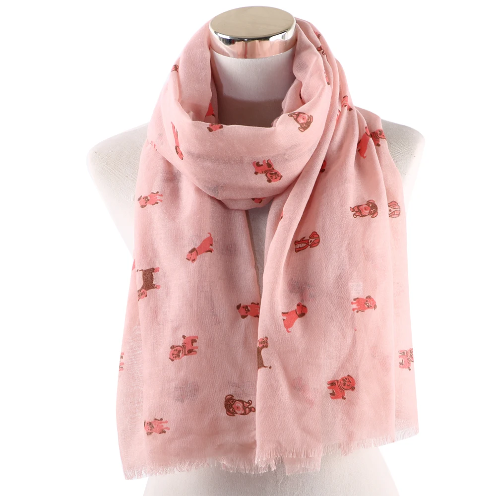 10 OFF!! FOXMOTHER Dog Pattern Scarf Lightweight Sky Blue White Pink