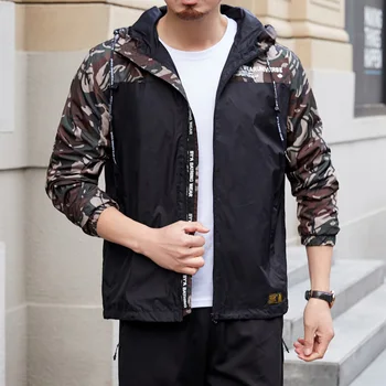 

8XL 7XL 5XL Spring Autumn 2019 New Fashion Loose Fit Young Men Hooded Jacket Thin Jackets Brand Casual Windbreaker Top Quality
