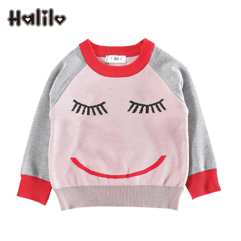 

Halilo Baby Girl Knitted Sweater Cartoon Patchwork Toddler Girl Sweater Autumn 2018 Kids Knitwear Pullover Casual Girls Sweaters