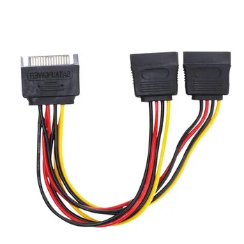 

SATA Power Cable 15 Pin SATA Power Y Splitter Adapter Cable SATA 15 Pin Male to Dual Female Power Cable