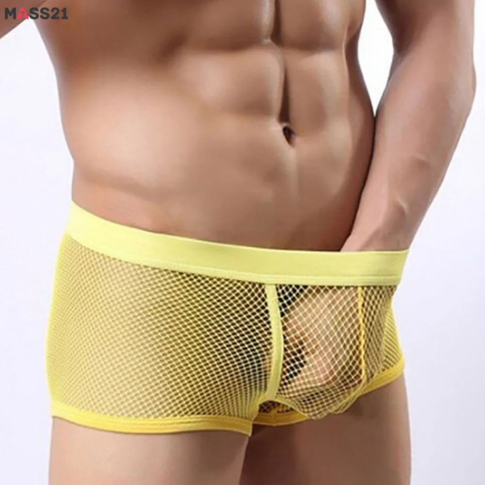 

Men's Boxer Shorts Sexy Transparent Mesh See Through Underpants Low Rise Man Underwear Lingerie Boxershorts Plus Size