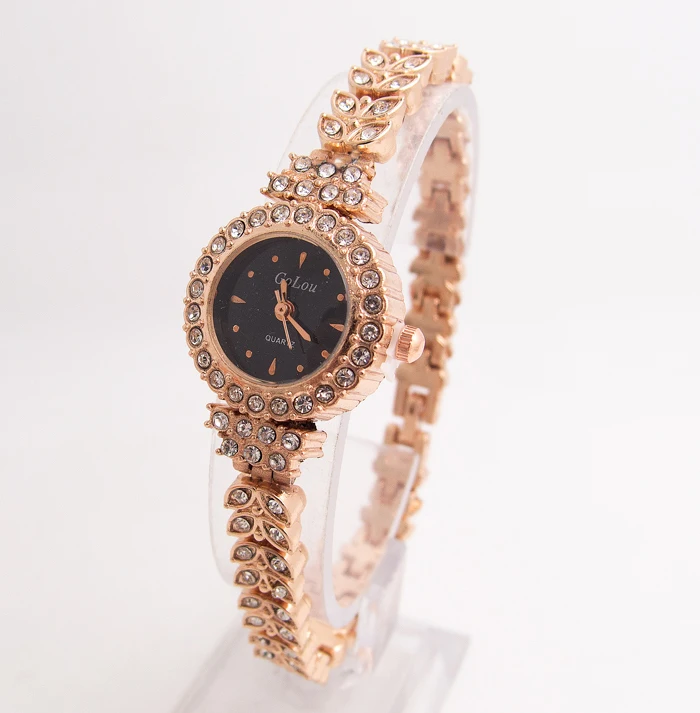 Горячая Распродажа, часы с браслетом из розового золота для женщин, Дамская мода, блестящие кристаллы, платье, кварцевые наручные часы, стразы, часы, G-022