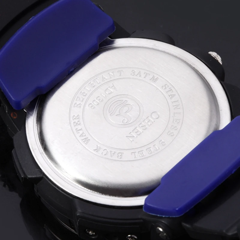 Лидирующий бренд кварцевые часы «OHSEN» электронный наручные часы Для мужчин мужской модный, с резиновым ремешком возможностью погружения на глубину до 30 м Плавание ЖК-дисплей военные спортивные часы Relogio Masculino