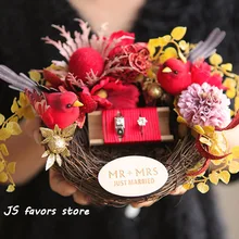 1 шт., Пользовательский логотип, двойная красная Птичье гнездо, кольцо, подушка для помолвки, предложение женитьбы, украшение, лучший подарок для девочки