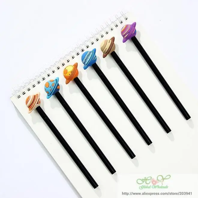 1pcs/lot 3D Cool Planet Black Rod With Cap Gel Pen 0.38mm Black Ink Funny Gift Office School Supplies