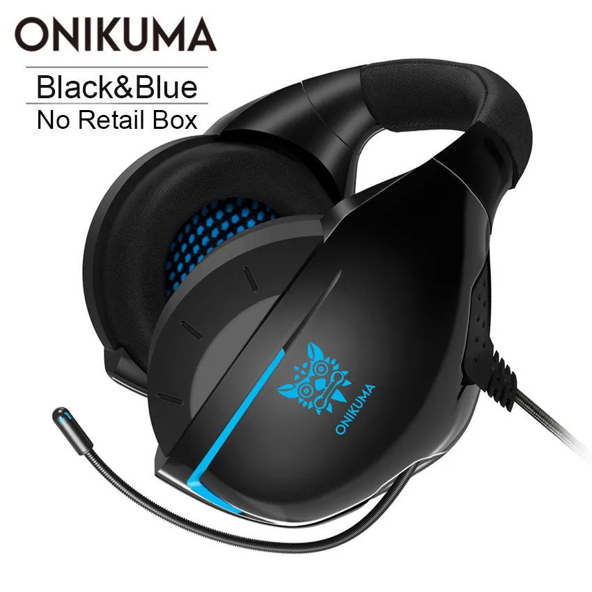 ONIKUMA K7 PS4 игровая гарнитура PC стерео бас наушники шлем с микрофоном для мобильного телефона Xbox One планшет - Цвет: Blue No Retail Box