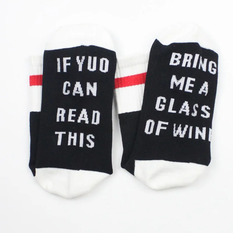 Новинка унисекс носки с буквами напечатан, если вы можете прочитать это принесет мне Стекло вина Мягкий Носок Для мужчин Для женщин