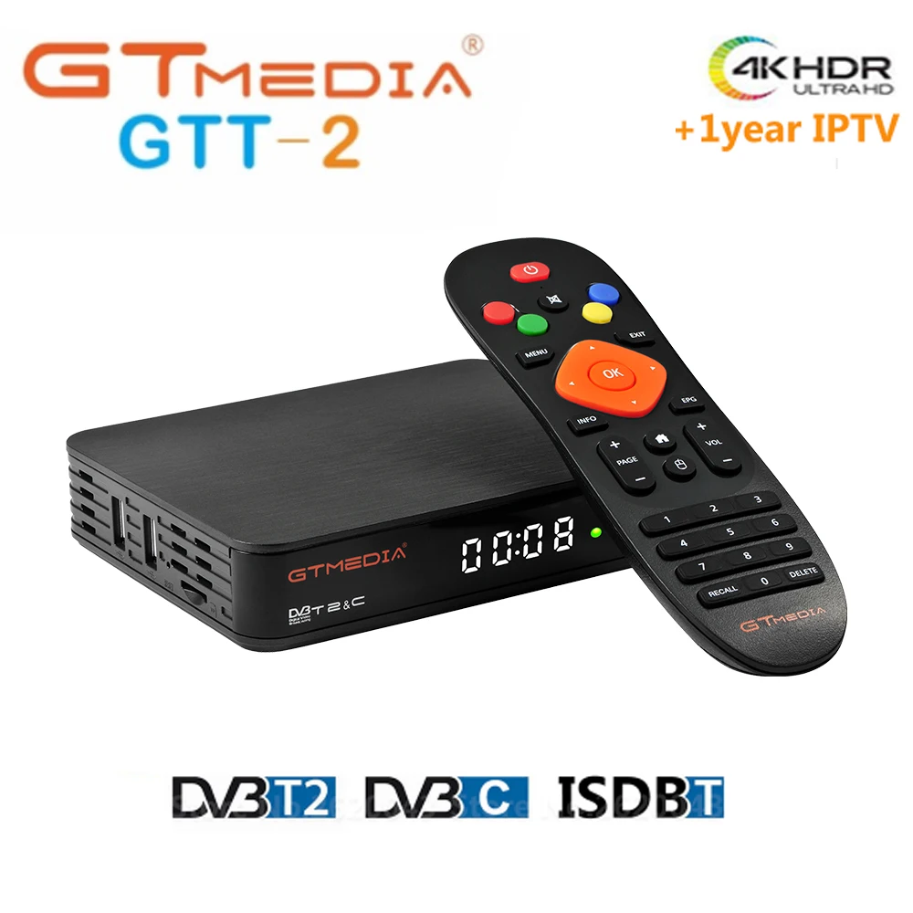 

Original GTMEDIA GTT2 TV BOX DVB-T/C/ISDBT/H.265/MPEG-4/ 2G 8G Android 6.0 Built in 2.4G WiFi Google Cast Media cccam iptv box