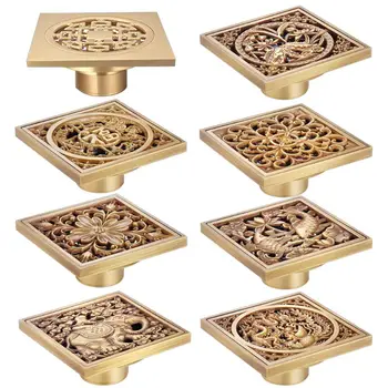 

Copper Antique European Thickened Deodorant Floor Drain Bathroom Toilet Square Water Seal Floor Drain
