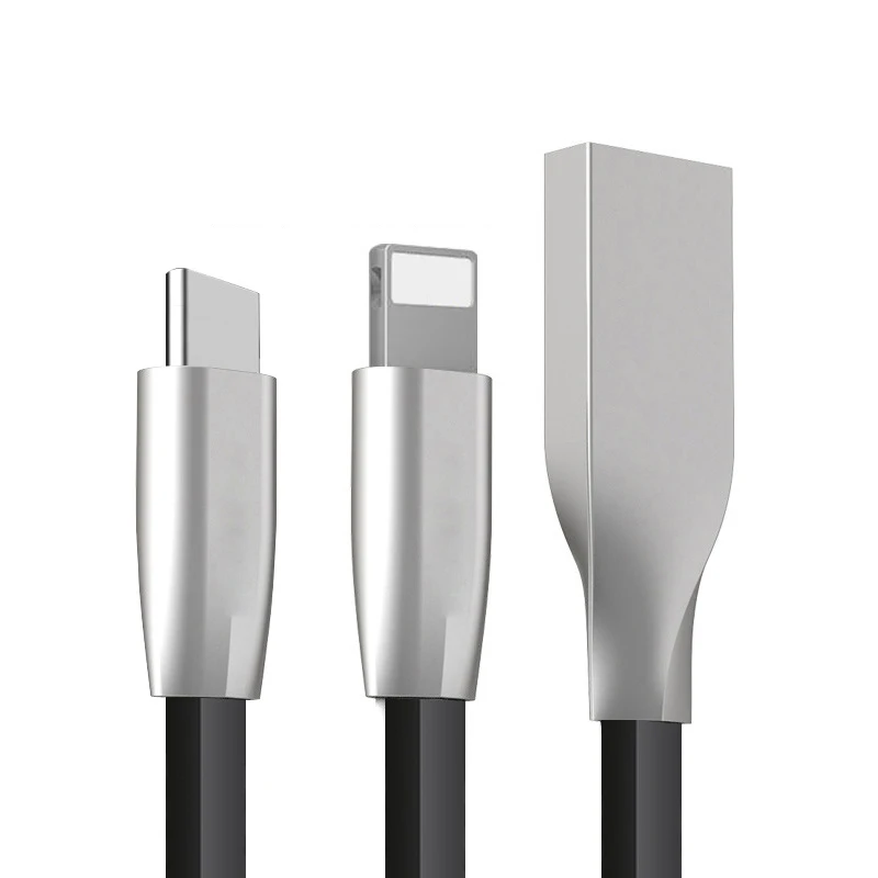 

New Arrival Zinc alloy Type C USB Cable 2.1A 1m For iphone6 7 8 X Data Cable For Android Type C Mobile Phone Charging Cable