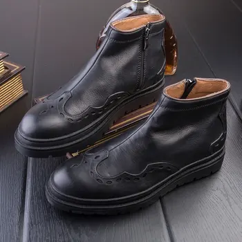 

Leather retro cotton shoes warm plus velvet men's shoes Brock Martin boots Men Boots