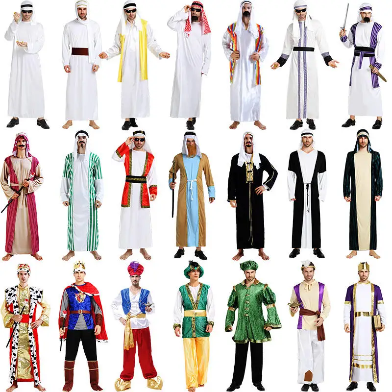 

Role Play Adult Men Aladdin Arab King Dubai Prince Cosplay Robe Carnival Masquerade Party women Sexy halloween princess costumes