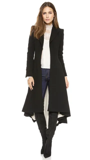 Jesień zima kobiety swallowtail wełna długa czarna trencz Sukienka Coats Slim Blazer sukienka 4XL 5XL plus rozmiar Goth Trench Outwear -