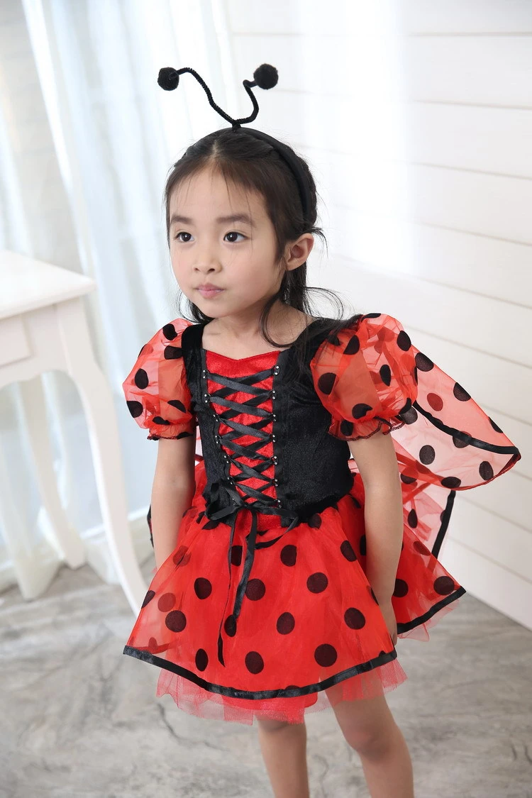 

Halloween Ladybug Girl Costume Kid Book Week Insect Beetle Cosplay Fancy Dress