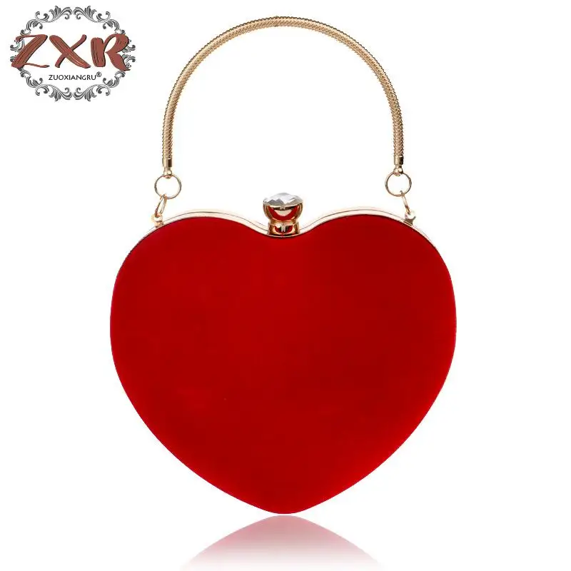 

New Style Women Evening Handbags Ladies Clutches Party Diamond Bags Heart Style Hard Clutch Chain High Quality Handbags