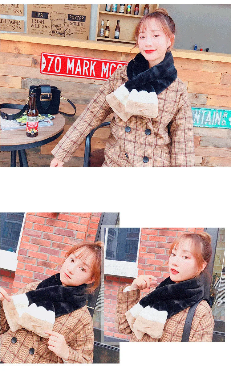  New Plush Scarf Bib Women Korean Version Of Autumn And Winter Imitation Rabbit Fur Collar Female Thick Warm Collar Scarf SN45 (1)