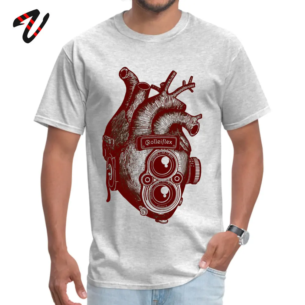 comfortableEurope Short Sleeve Tops & Tees Summer Fall Slim Fit O Neck 100% Cotton T-shirts Man T-shirts Camera Heart  Camera Heart14447 grey
