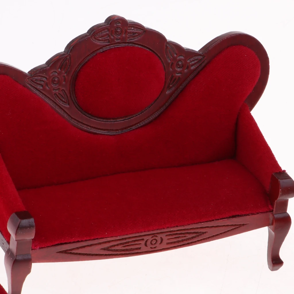 Retro 1/12 Dollhouse Miniature Furniture Living Room Sofa Couch Chair Set Sofa Couch Chair Furniture Model Living Room Set.